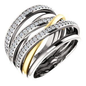 NEW Silver Gold Multi Layer Round Diamond Ring
